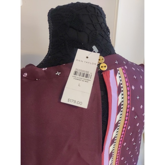 Ann Taylor Colorful Multi-print Cowl Neck Midi No Belt Dress Size L - Picture 5 of 6